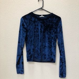 Blue Long Sleeve Velvet Top